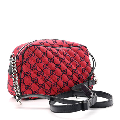 Gucci Monogram Multicolor Matelasse Diagonal Floral Embroidered Small GG Marmont Chain Shoulder Bag Red Blue Multicolor 3 of 11