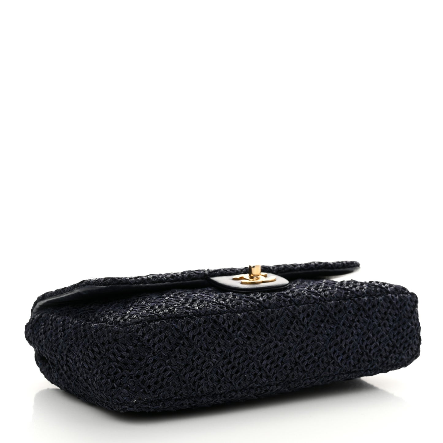Raffia Crochet Medium Single Flap Bag Blue
