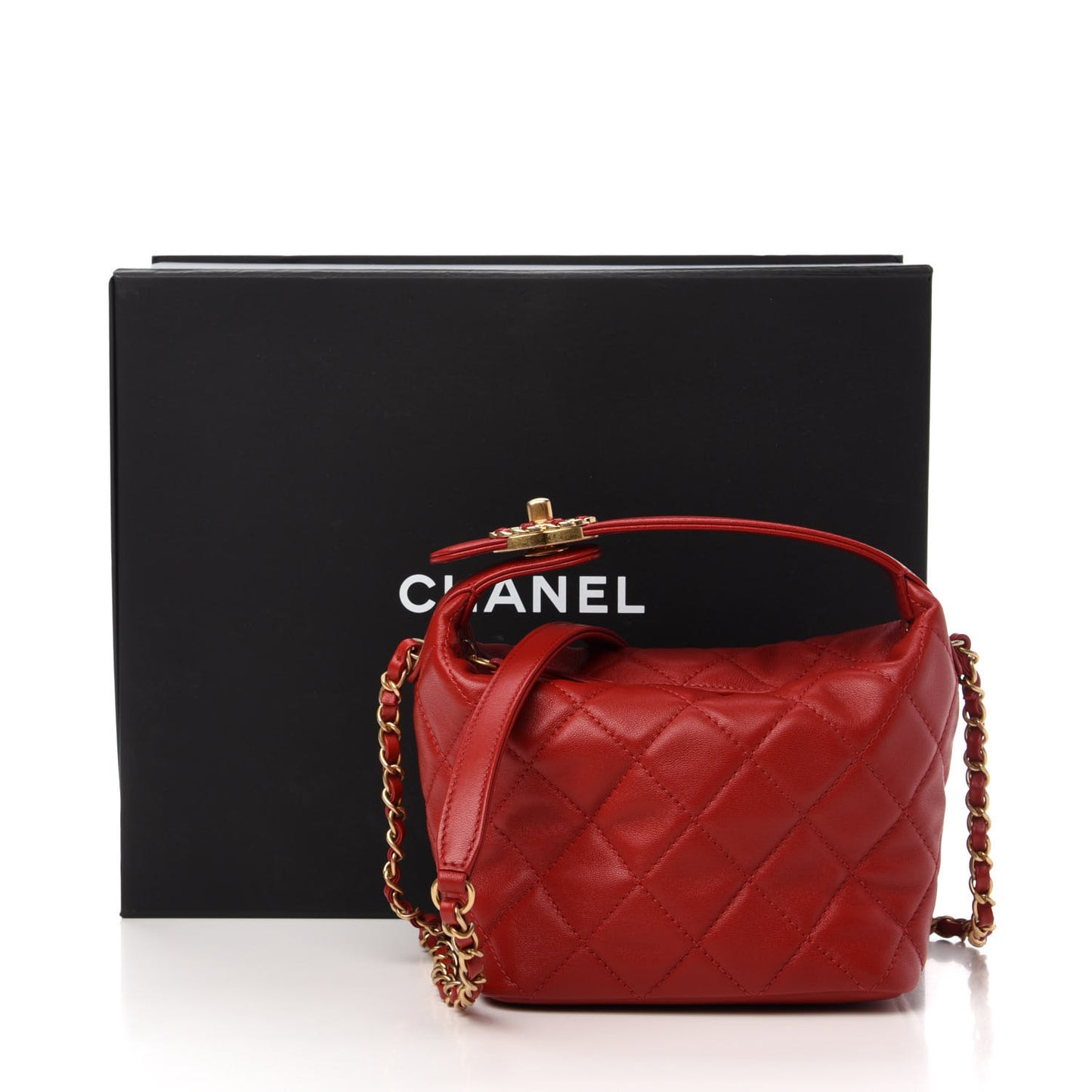 Lambskin Quilted Small Perfect Meeting Hobo Red