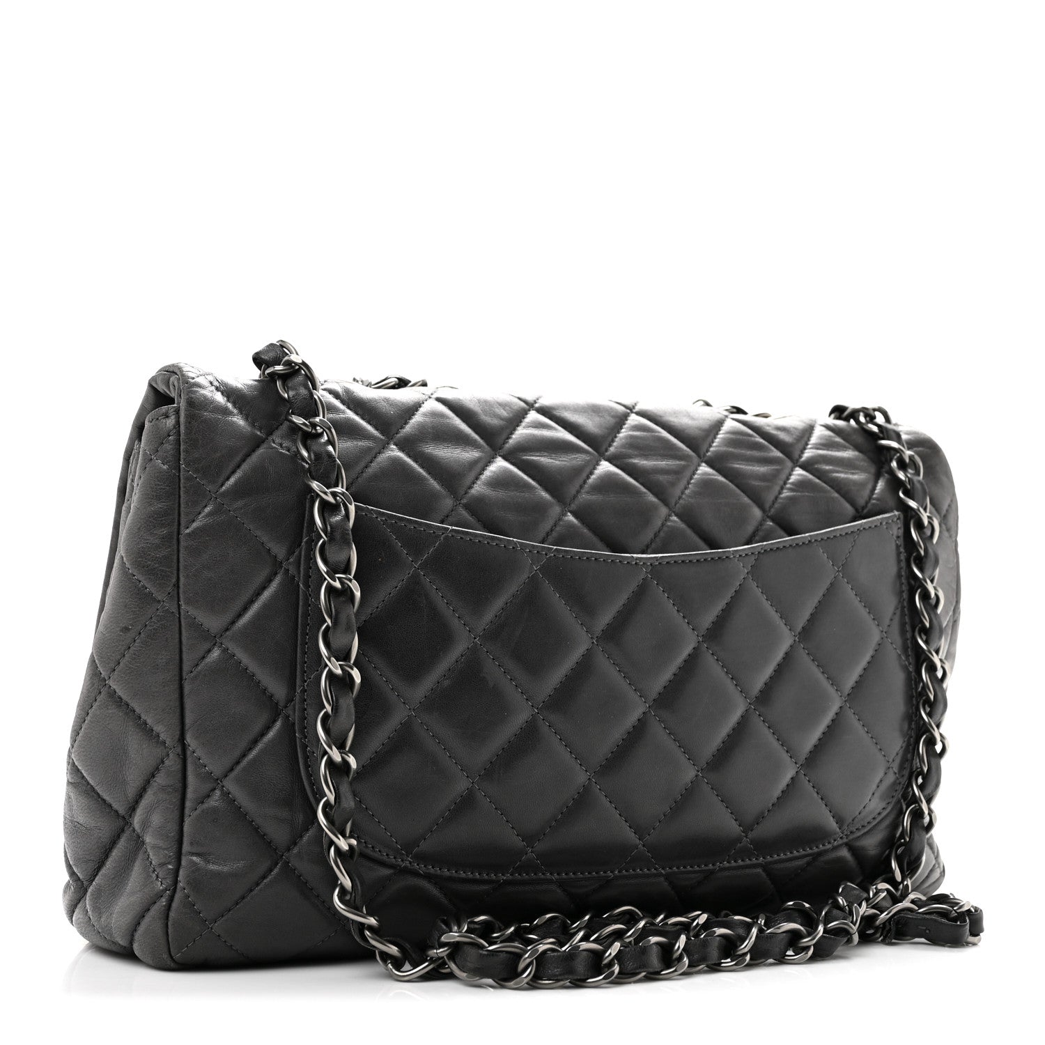 Chanel Lambskin Quilted Jumbo Single Flap Grey 3 of 13