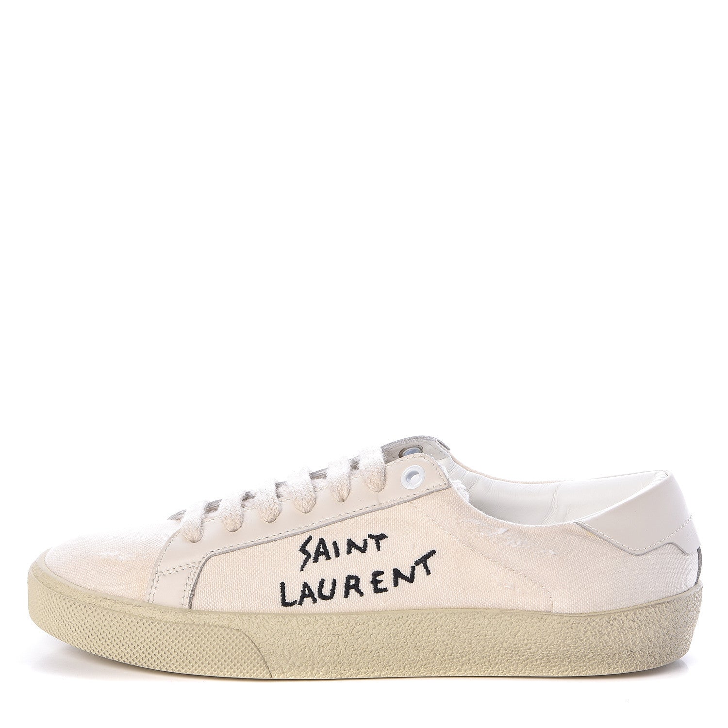 Saint Laurent Distressed Canvas Court Classic Sneakers 36 Panna 1 of 9