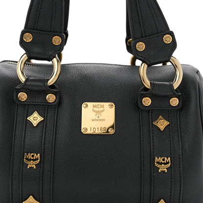 MCM Grained Calfskin Studded Boston Bag Black 8 of 13