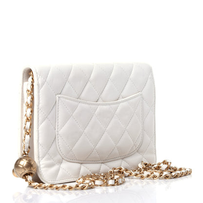 Chanel Lambskin Quilted CC Pearl Crush Wallet on Chain WOC White 4 of 27