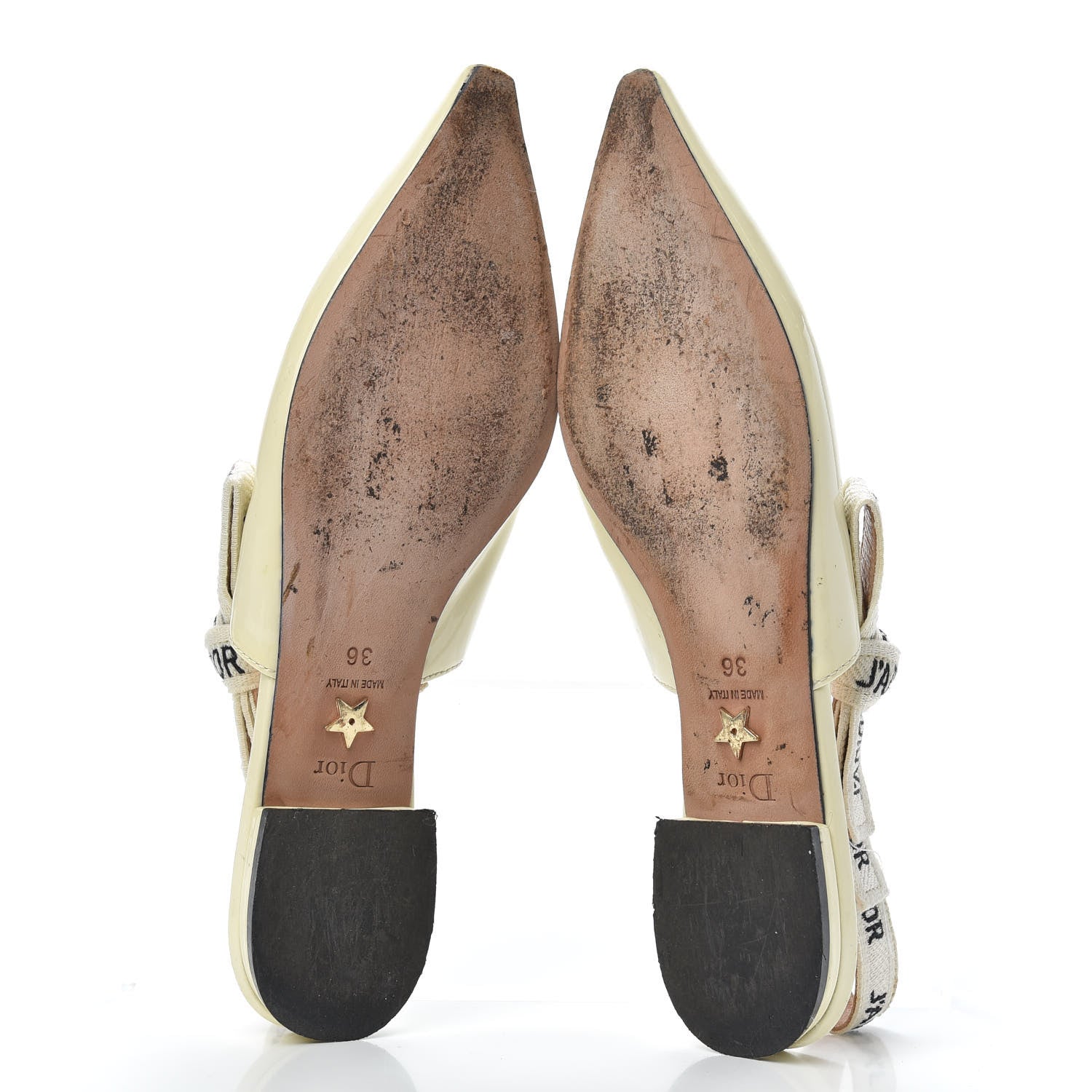 Christian Dior Patent Ribbon J'Adior Slingback Ballet Flats 36 Off White 4 of 12