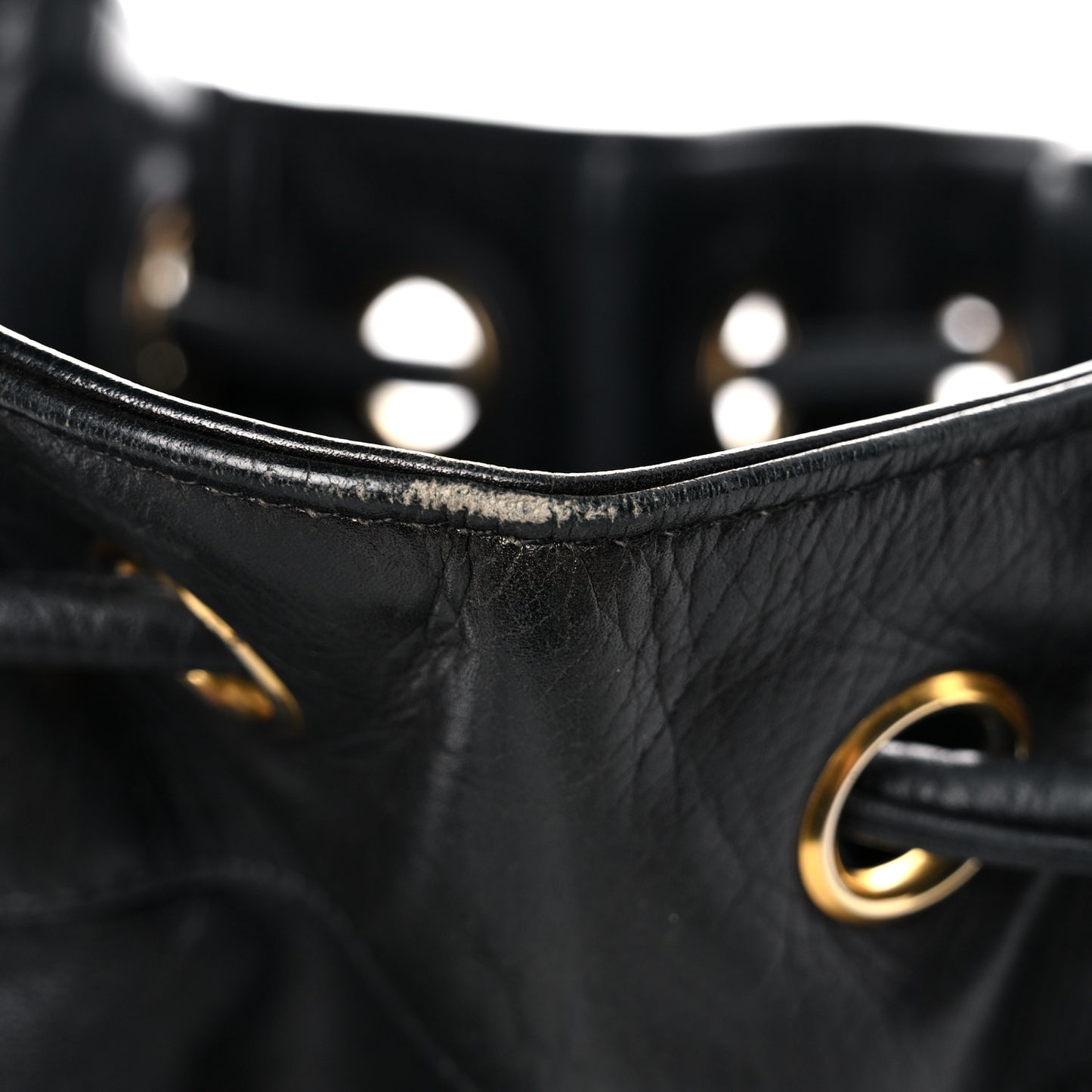Lambskin Drawstring Sling Backpack Black