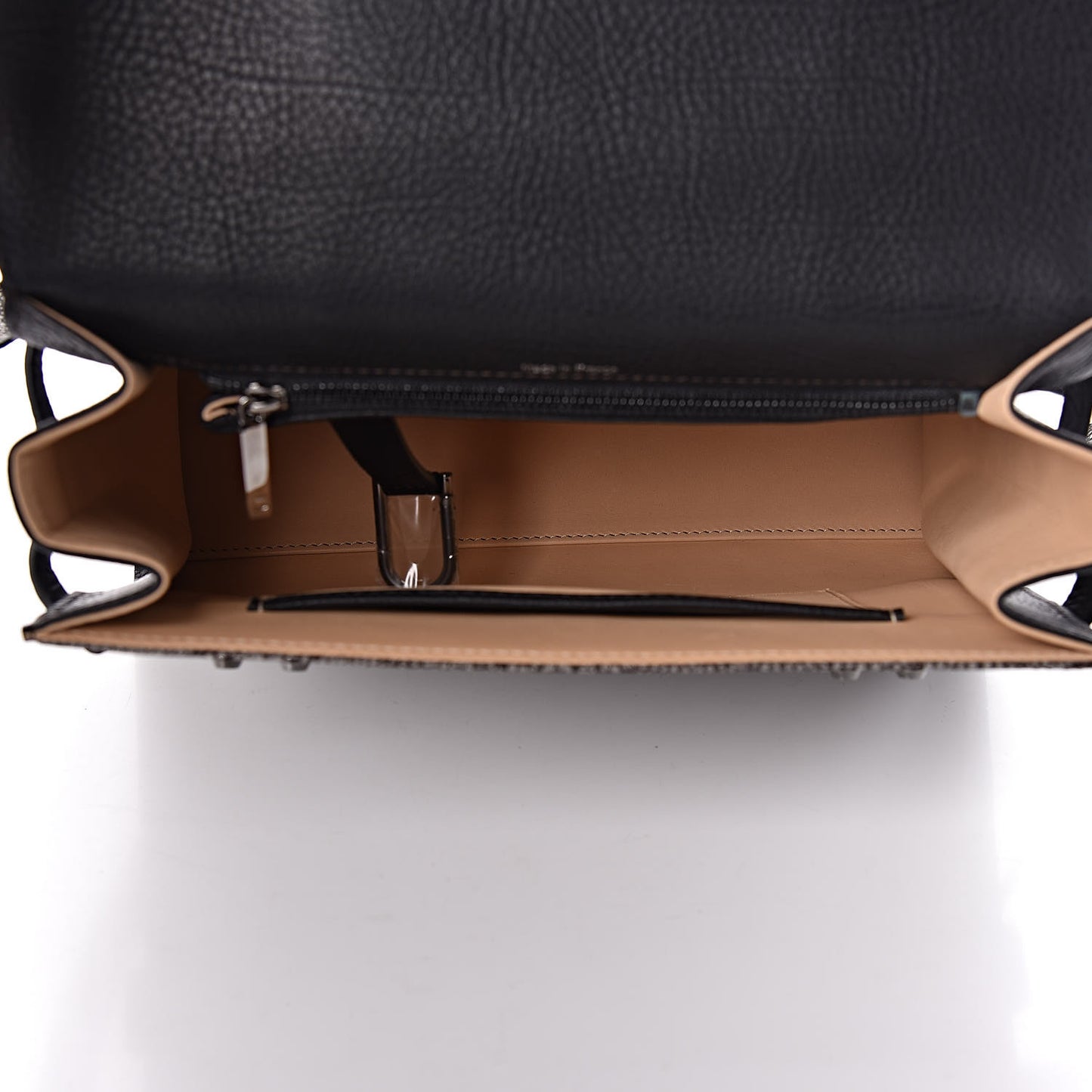 Grained Calfskin MM Tribal Stitch Tempete Satchel Ebene Ivory Black