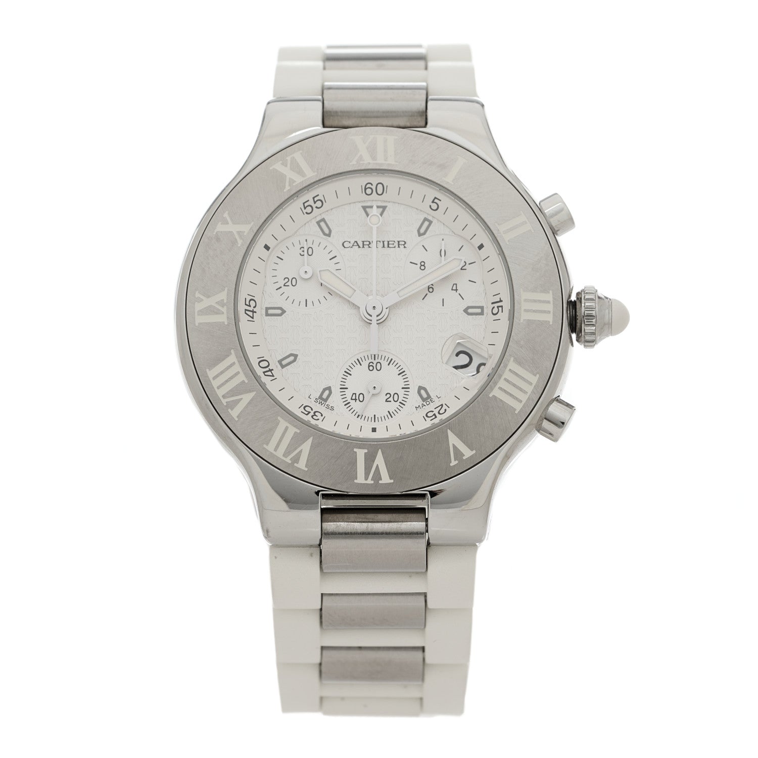 Cartier Stainless Steel Rubber 38mm Must 21 Chronoscaph Quartz Watch 1 of 5