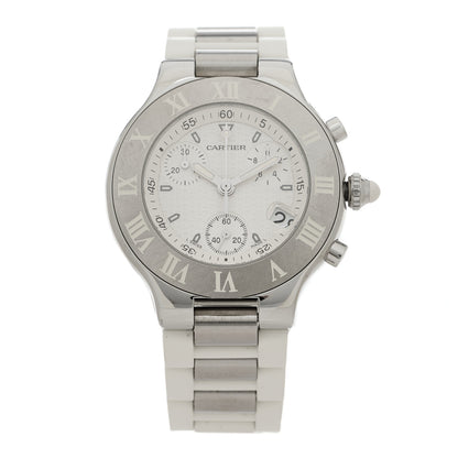 Cartier Stainless Steel Rubber 38mm Must 21 Chronoscaph Quartz Watch 1 of 5