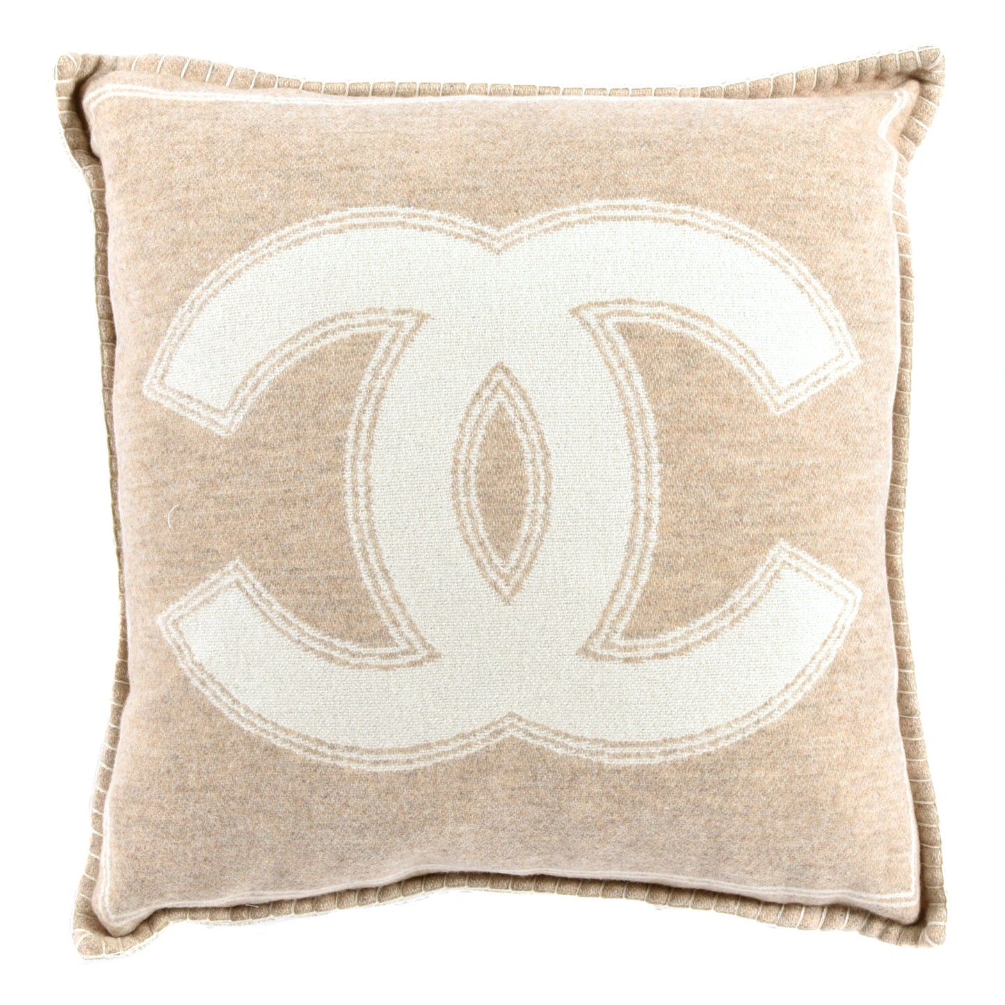 Merino Wool Cashmere CC Pillow Beige Off White