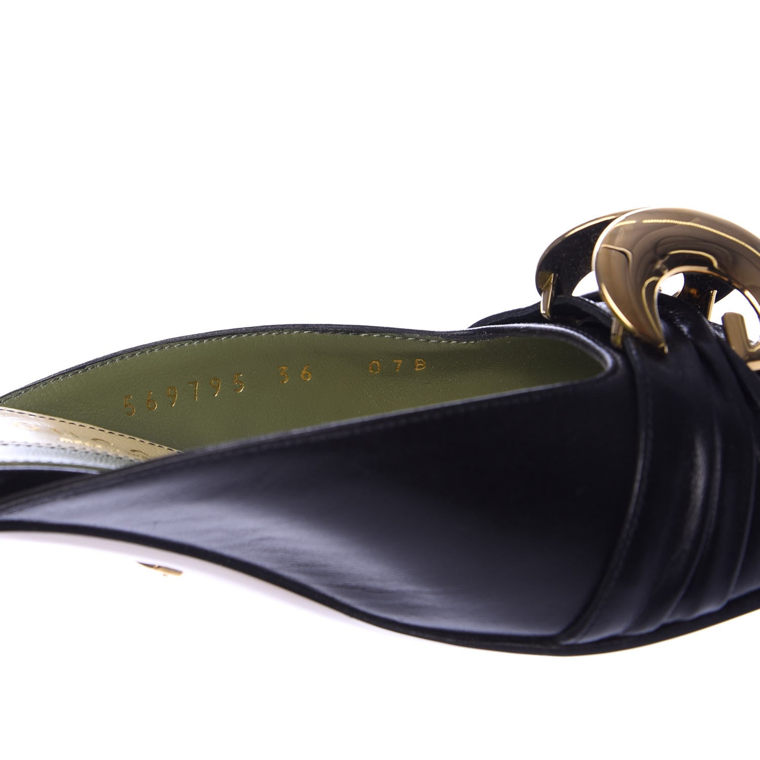 Gucci Malaga Kid Half Moon GG Square Toe Slide Sandals 36 Black 9 of 10