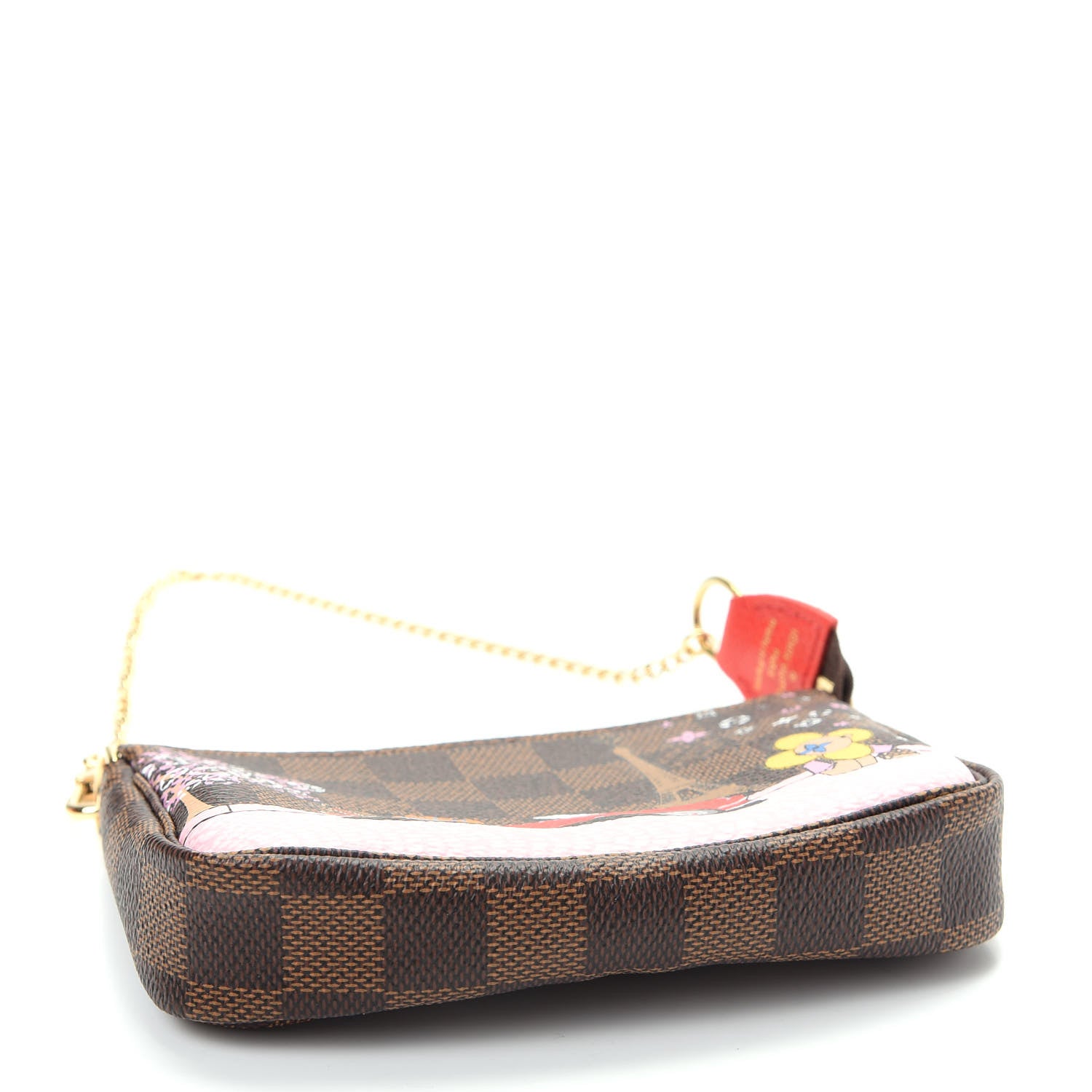 Louis Vuitton Damier Ebene 2019 Christmas Animation Mini Pochette Accessories Red 4 of 10