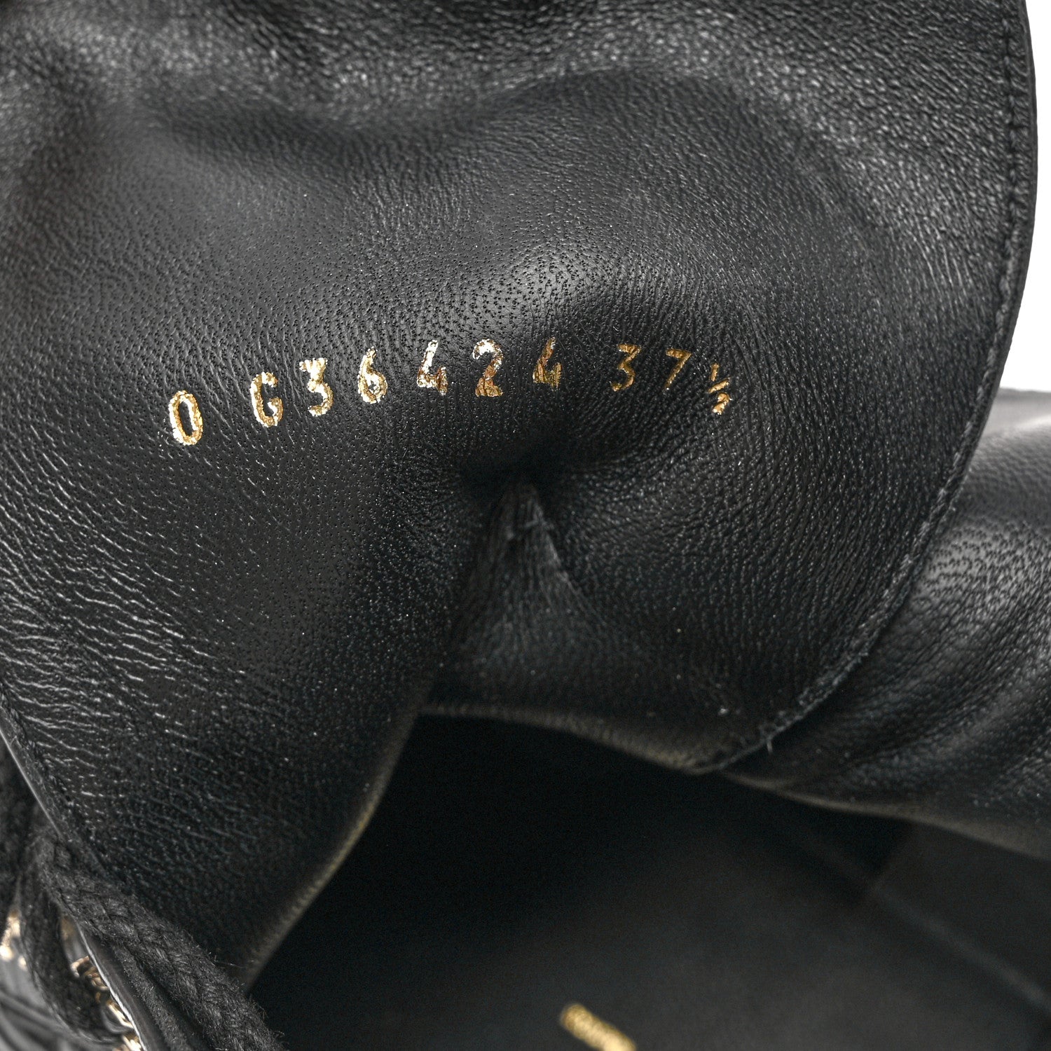 Chanel Shiny Calfskin Quilted Lace Up Combat Boots 37.5 Black 6 of 9