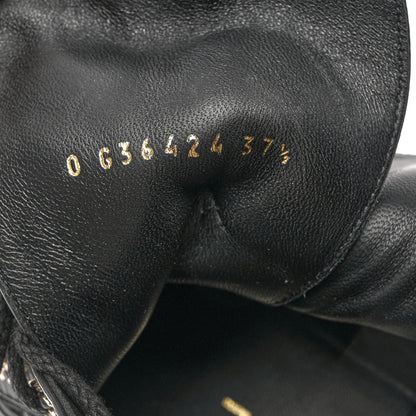 Chanel Shiny Calfskin Quilted Lace Up Combat Boots 37.5 Black 6 of 9