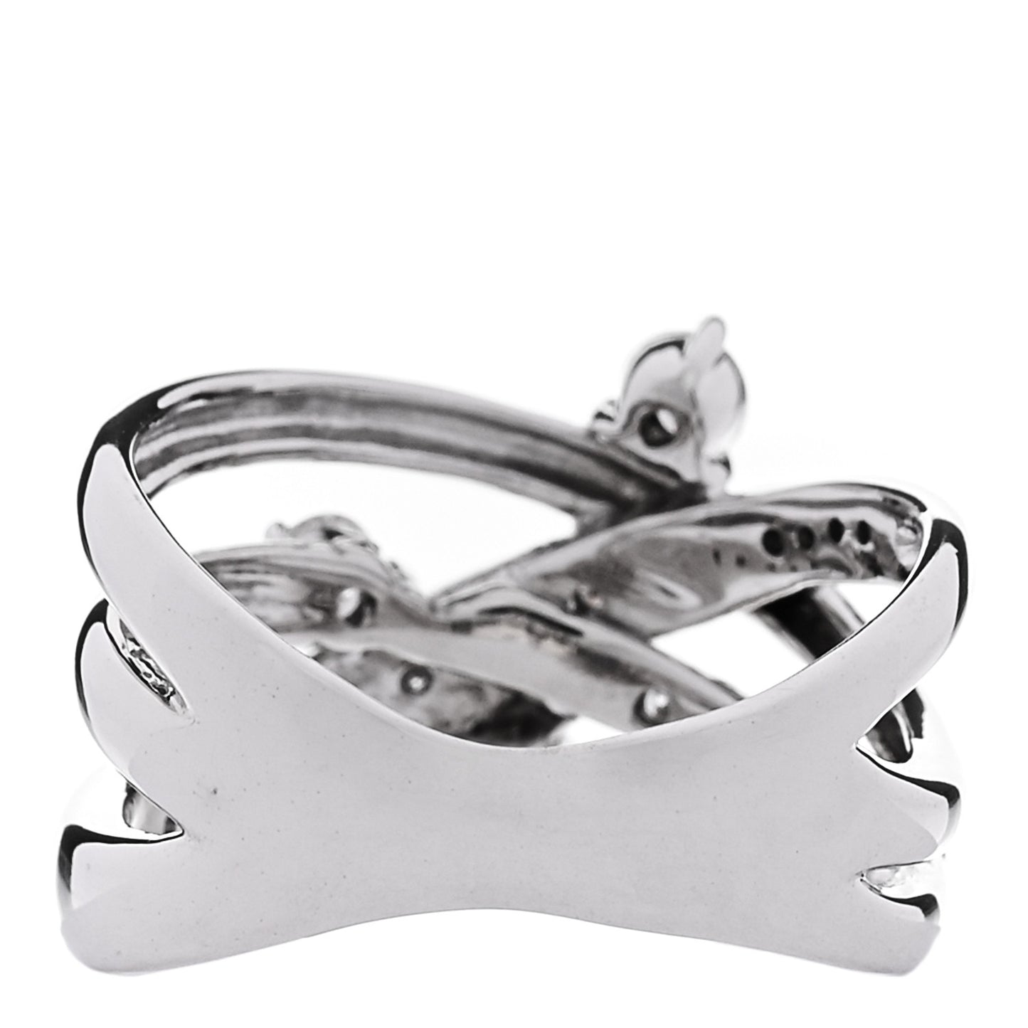 18K White Gold Diamond .64ctw Crossover Band Ring 53 6.25