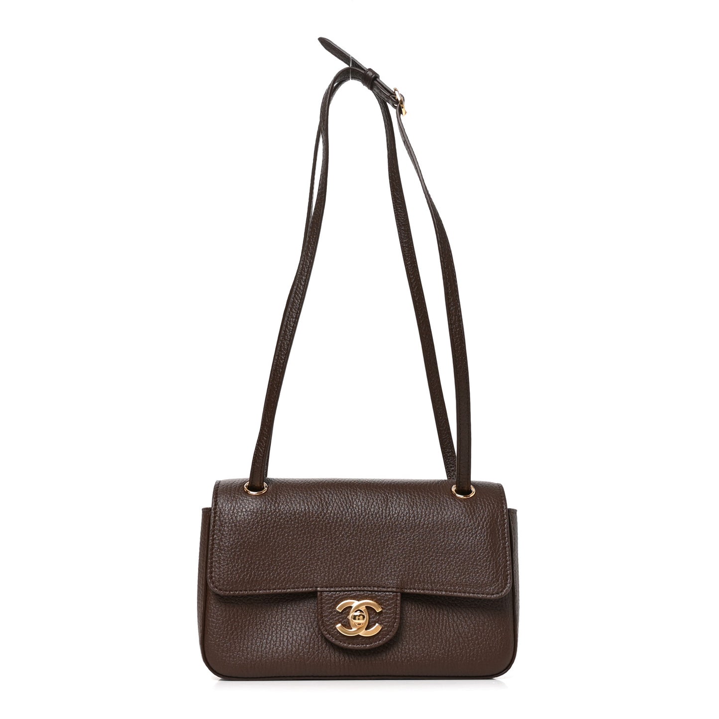 Grained Calfskin Small Souplissimo Maxi Flap Brown