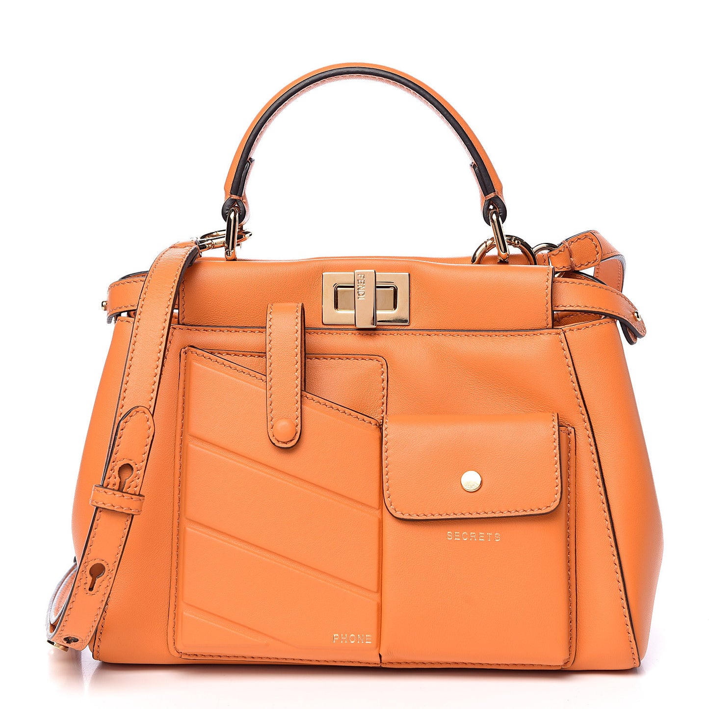 Vitello Grace Matte Two Pocket Mini Peekaboo Iconic Satchel Aranciata