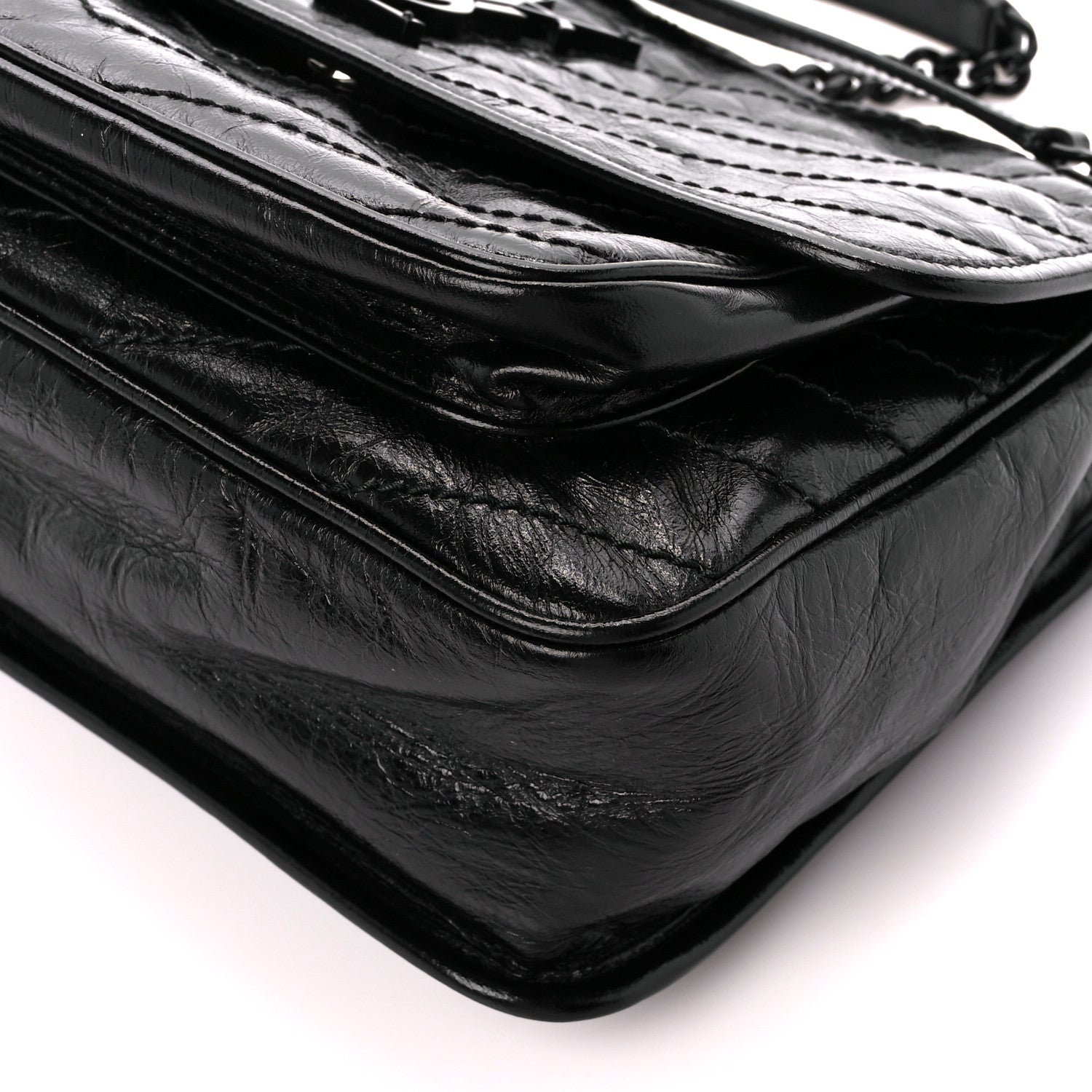 Saint Laurent Crinkled Calfskin Matelasse Monogram Medium Niki Chain Satchel Black 11 of 11