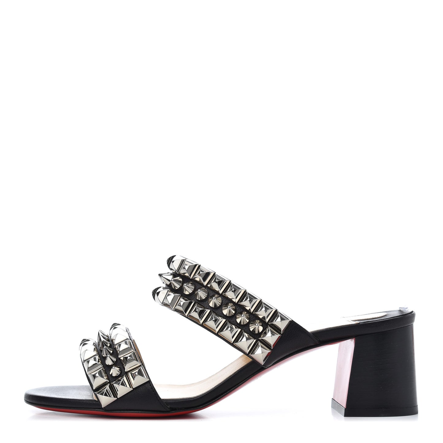 Calfskin Studded Tina Goes Mad 55 Slide Sandals 40 Black
