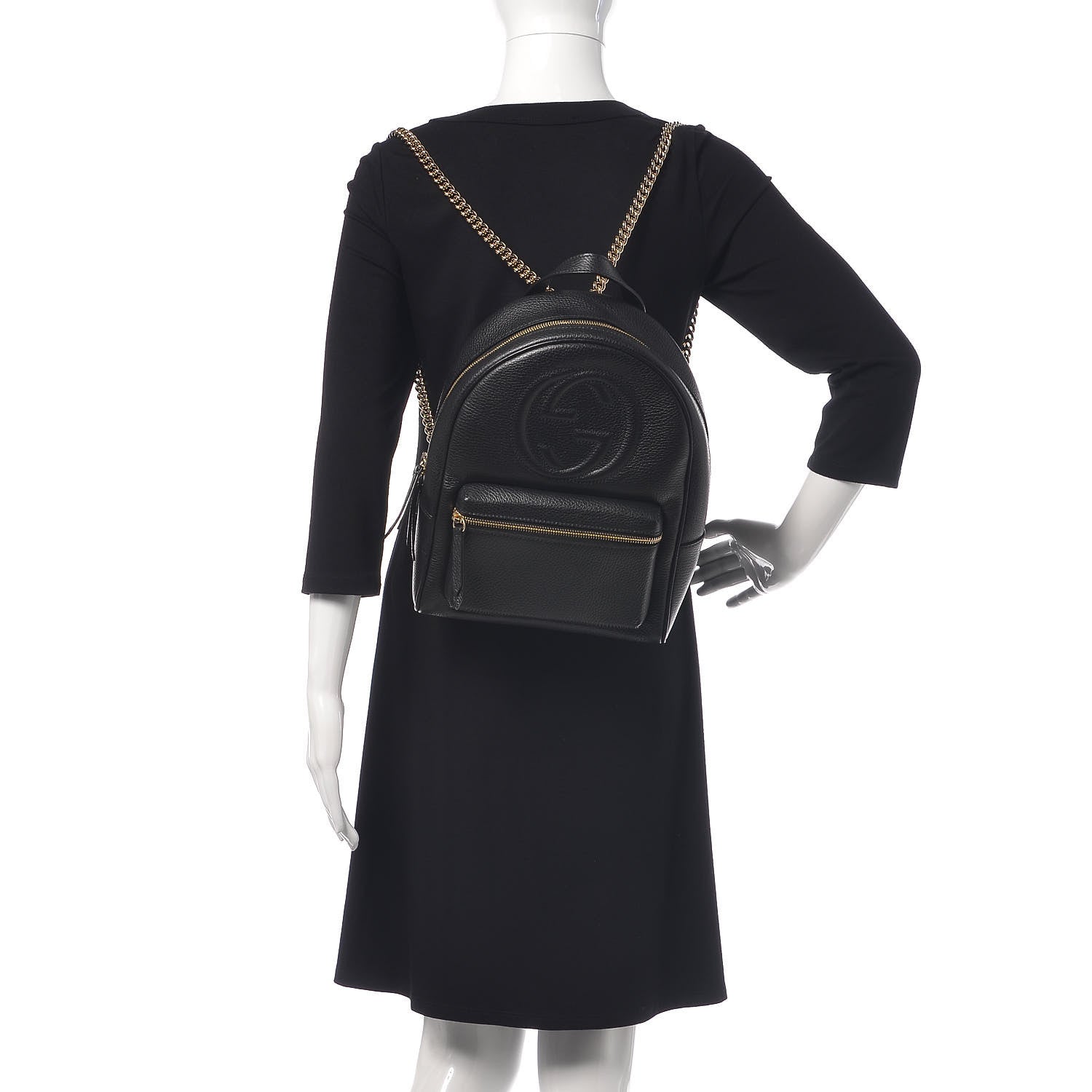 Gucci Pebbled Calfskin Soho Chain Backpack Black 2 of 9