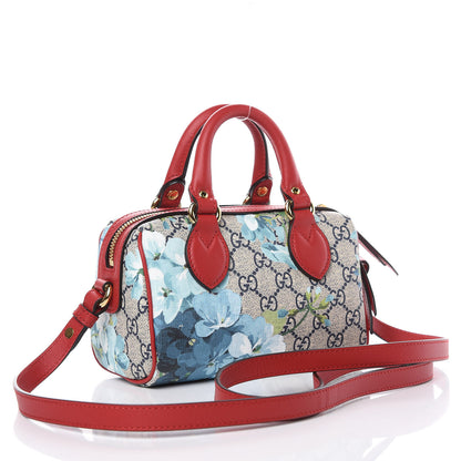 Gucci GG Supreme Monogram Blooms Mini Boston Navy Blue Hibiscus 3 of 10