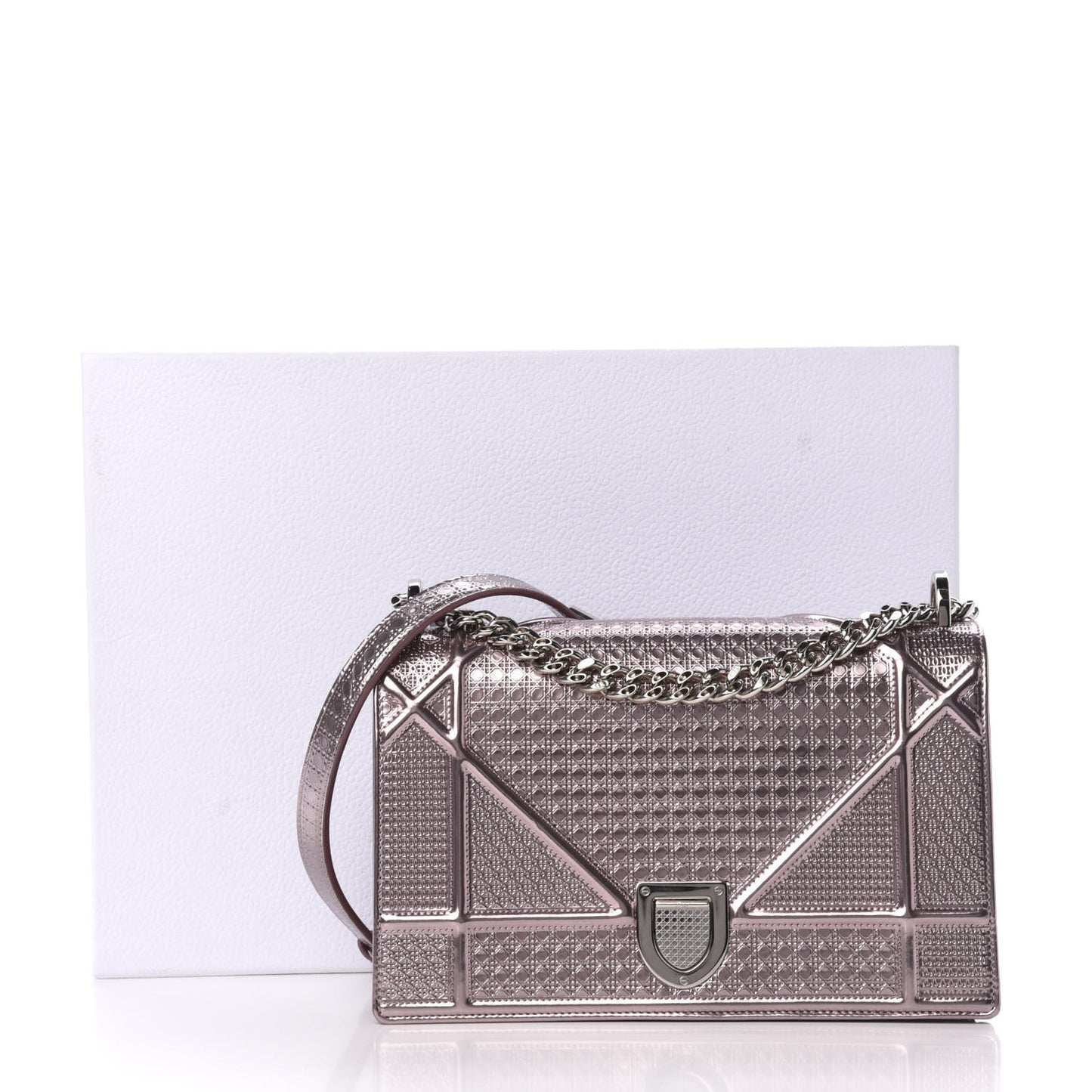 Metallic Patent Micro-Cannage Medium Diorama Flap Bag Hyper Pink