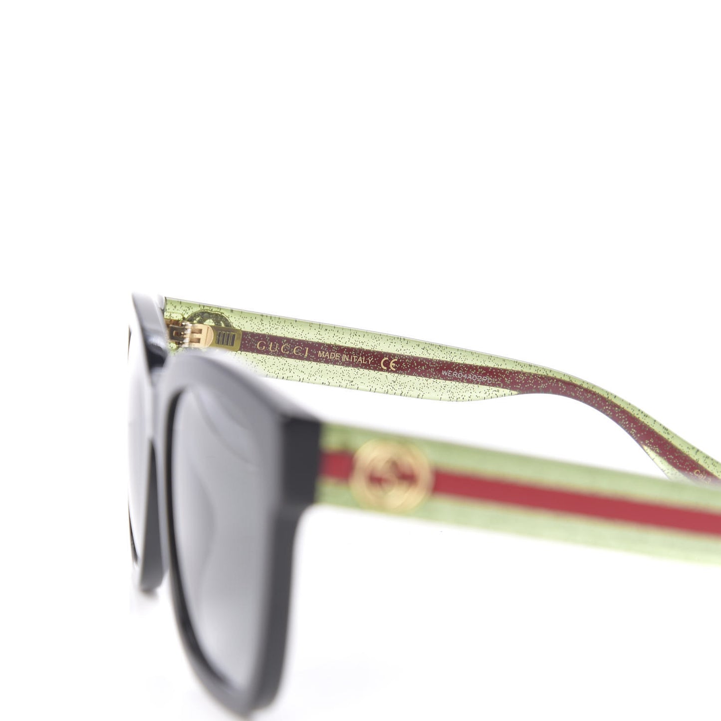 Square Frame Glitter Sunglasses GG0034S Black Green