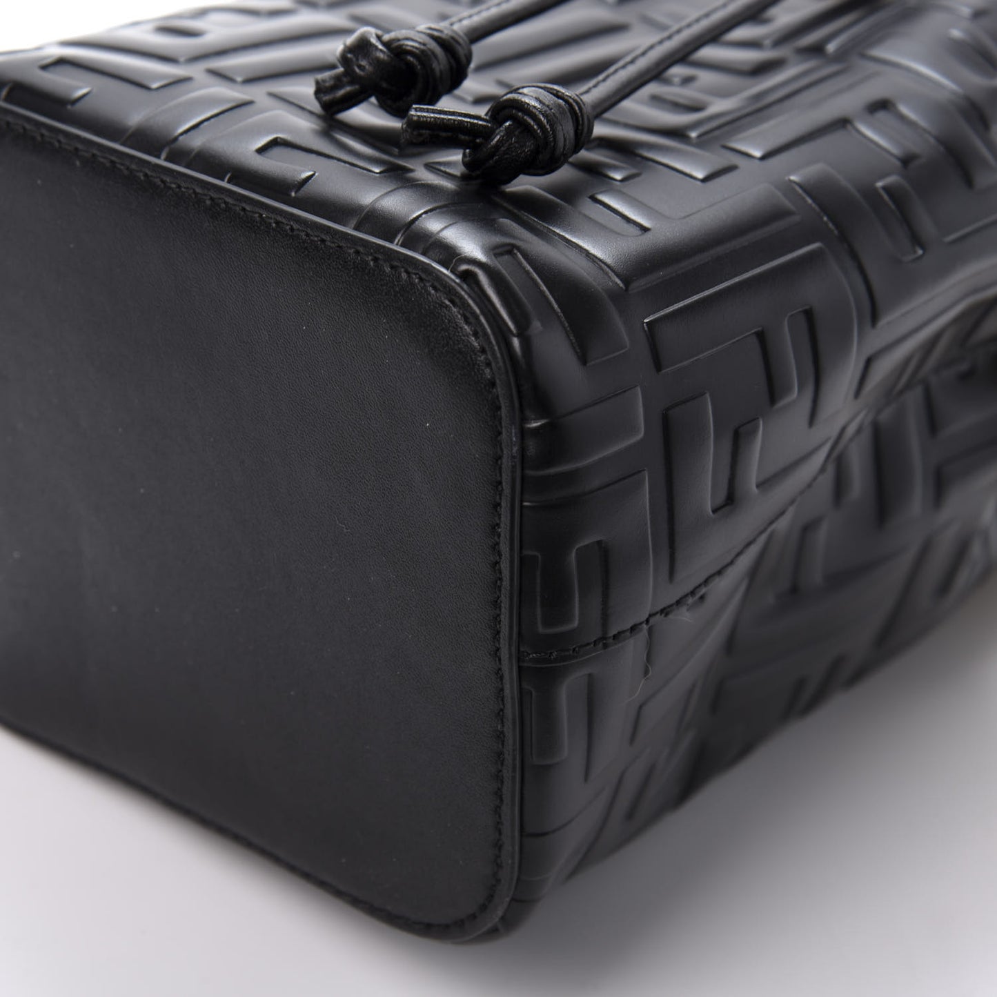 Vitello Liberty F is Fendi FF 1974 Embossed Mini Mon Tresor Bucket Bag Black