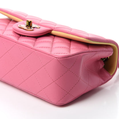 Chanel Lambskin Quilted Mini Rectangular Flap Pink Yellow 7 of 11