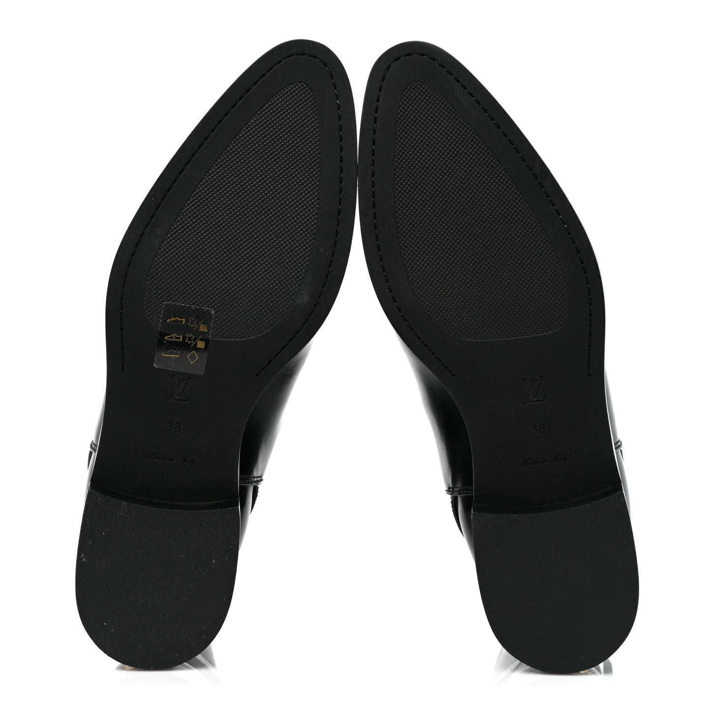 Calfskin Monogram Flat Ankle Boots 38 Black
