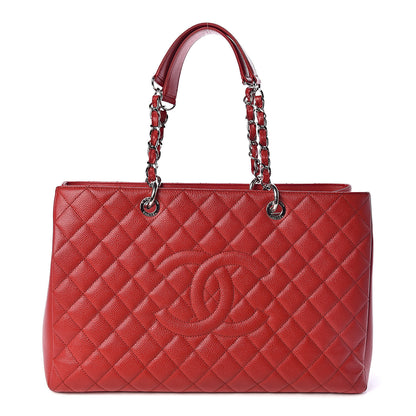 Chanel Caviar Quilted XL Grand Shopping Tote GST Red 1 of 10