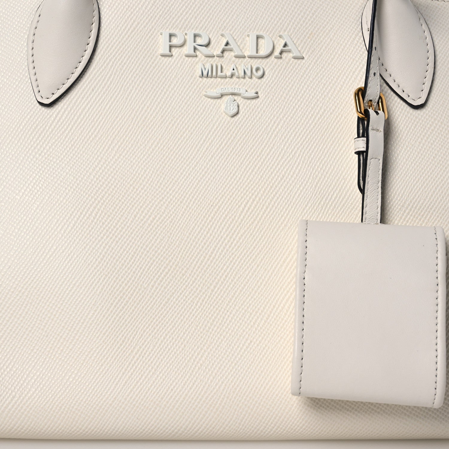 Prada Saffiano Cuir Calfskin Small Monochrome Top Handle Tote White 8 of 11