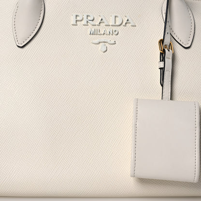 Prada Saffiano Cuir Calfskin Small Monochrome Top Handle Tote White 8 of 11