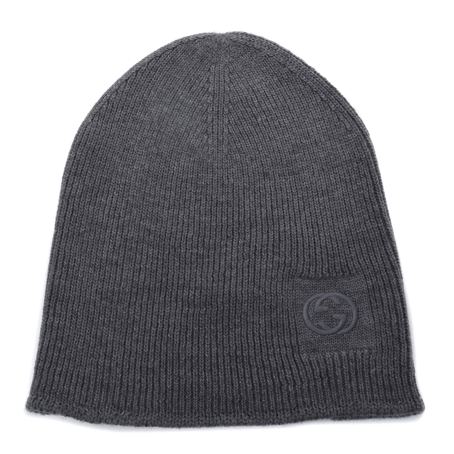 Wool Tricot Interlocking G Simple GG Beanie Hat M Graphite