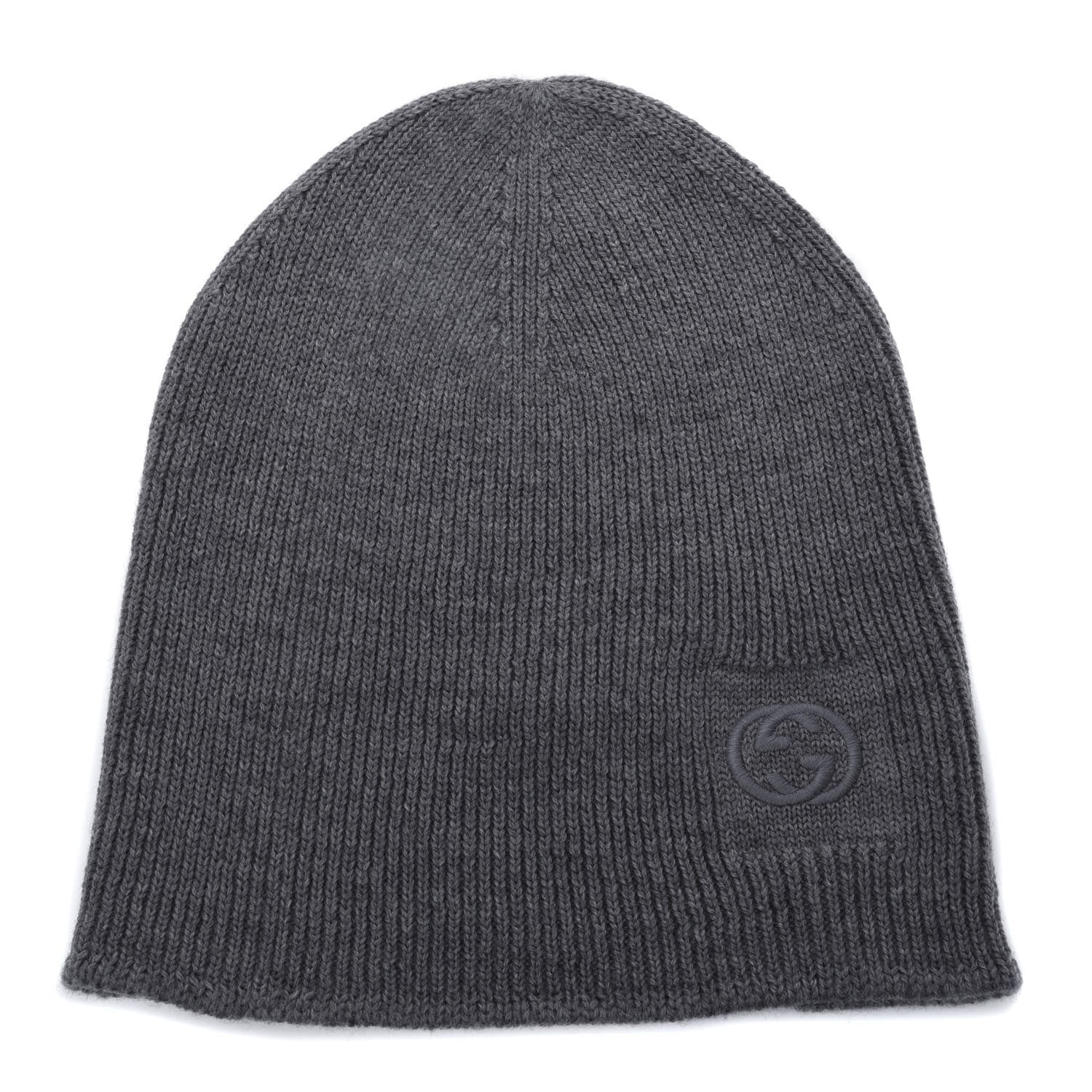 Gucci Wool Tricot Interlocking G Simple GG Beanie Hat M Graphite 6 of 16