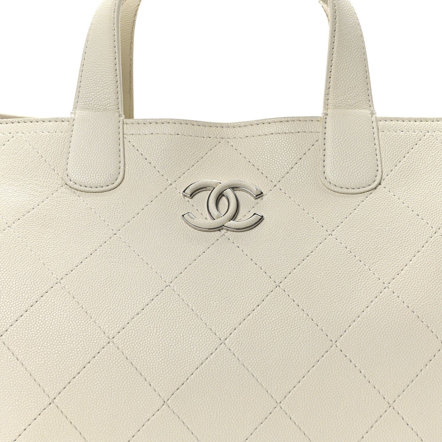 Chanel Caviar Stitched Large Lady Coco Shopping Tote White 8 of 10