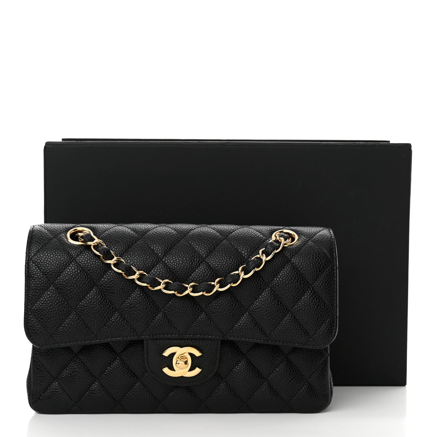 Caviar Quilted Small Double Flap Black