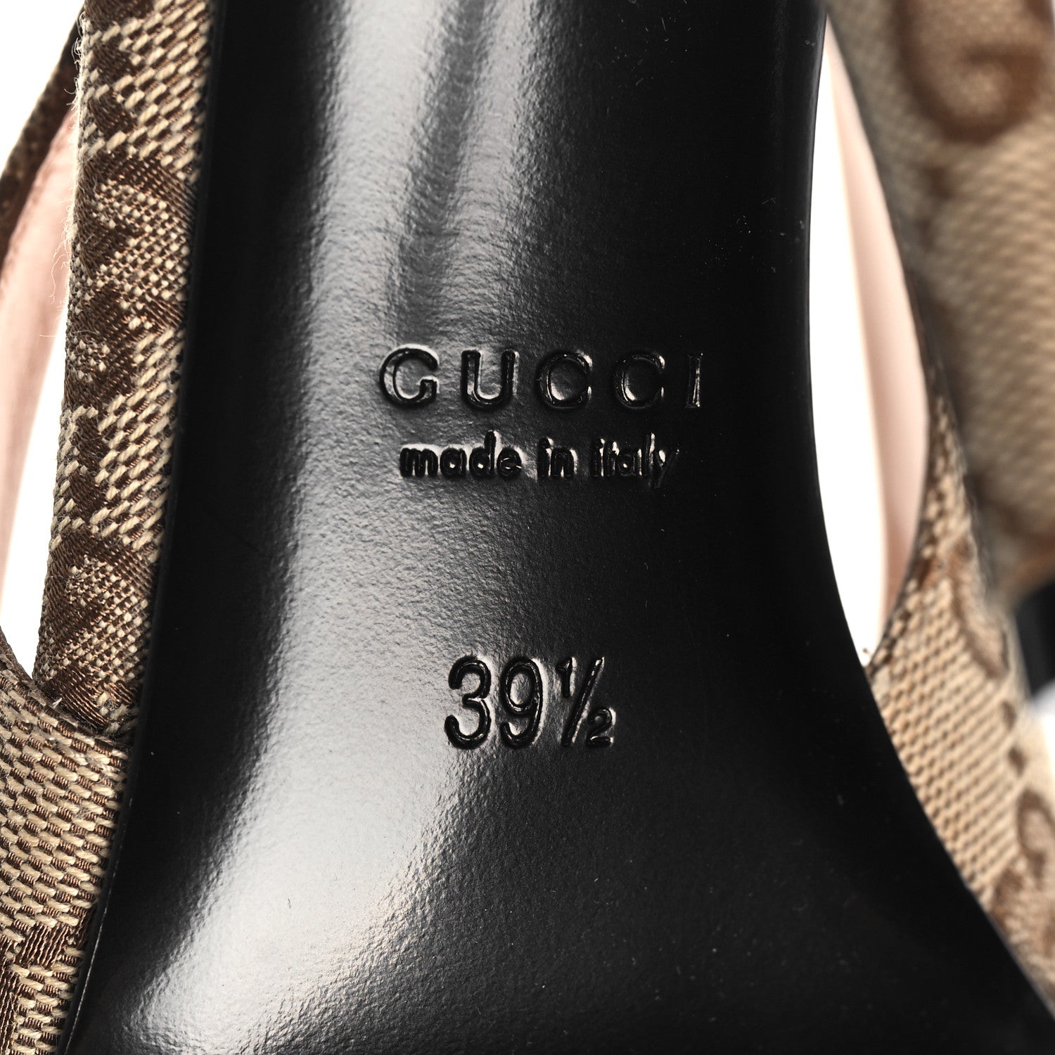 Gucci Monogram Horsebit Slingback Pumps 39.5 Beige Ebony Cocoa 8 of 10
