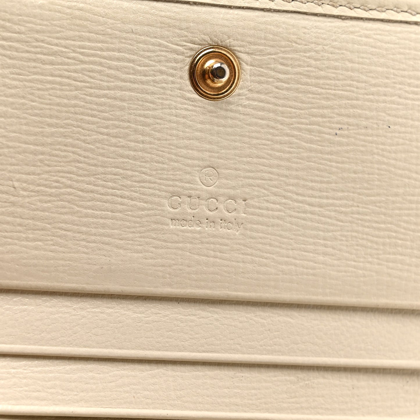 GG Supreme Monogram Azalea Calfskin Horsebit 1955 Card Case Wallet Beige Ebony Mystic White