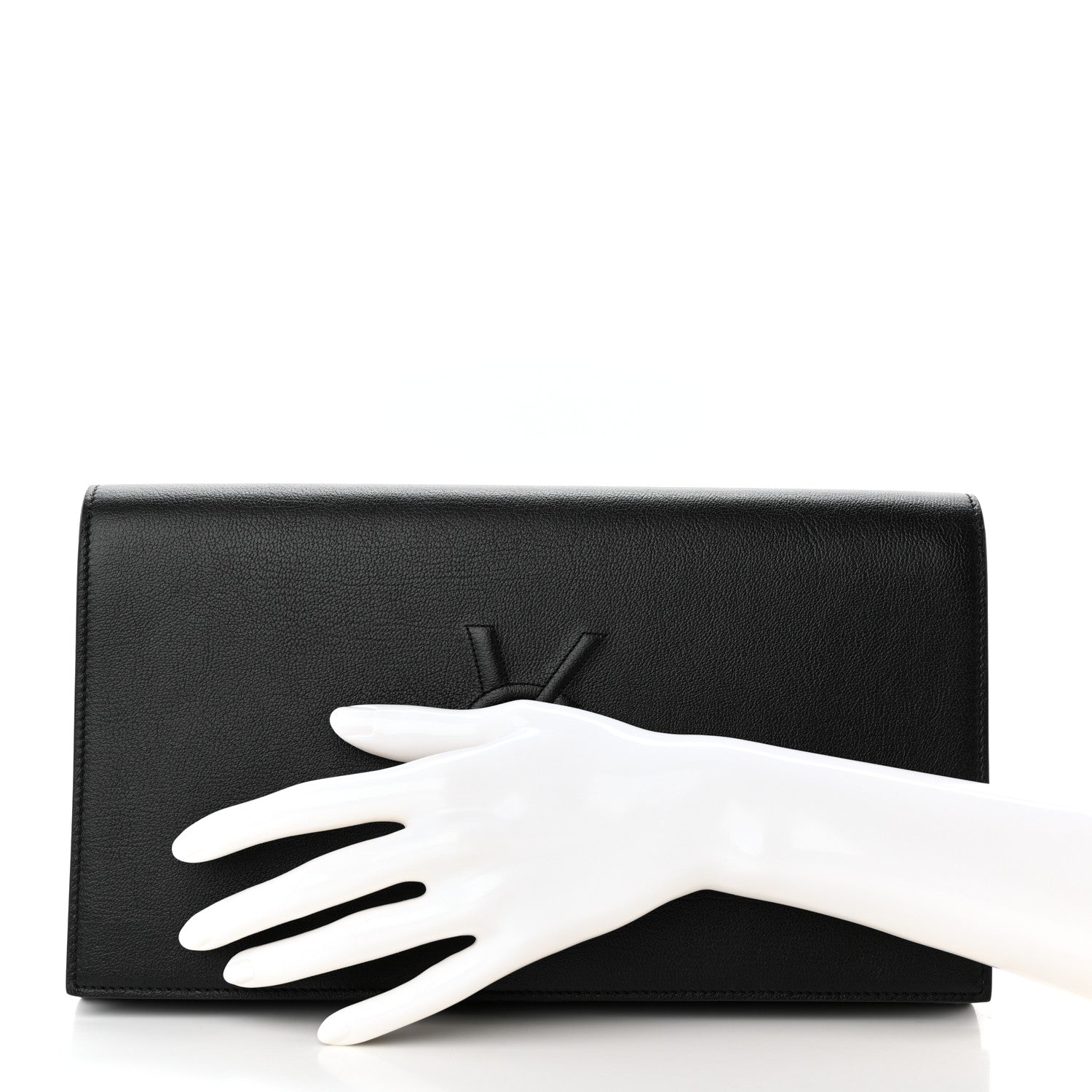 Saint Laurent Calfskin Monogram Large Belle De Jour Clutch Black 2 of 11