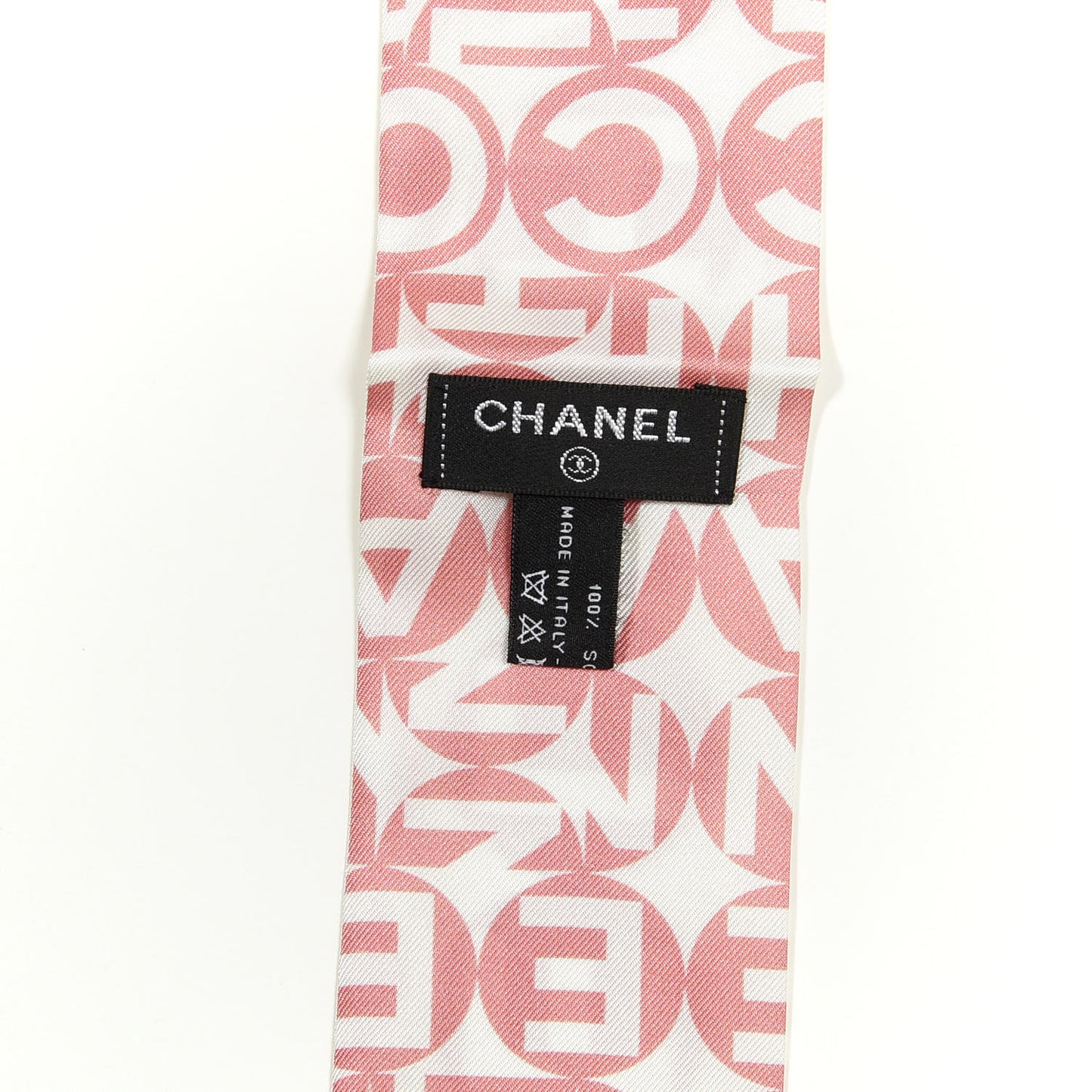 Silk CC Slim Bandeau Scarf Pink Grey