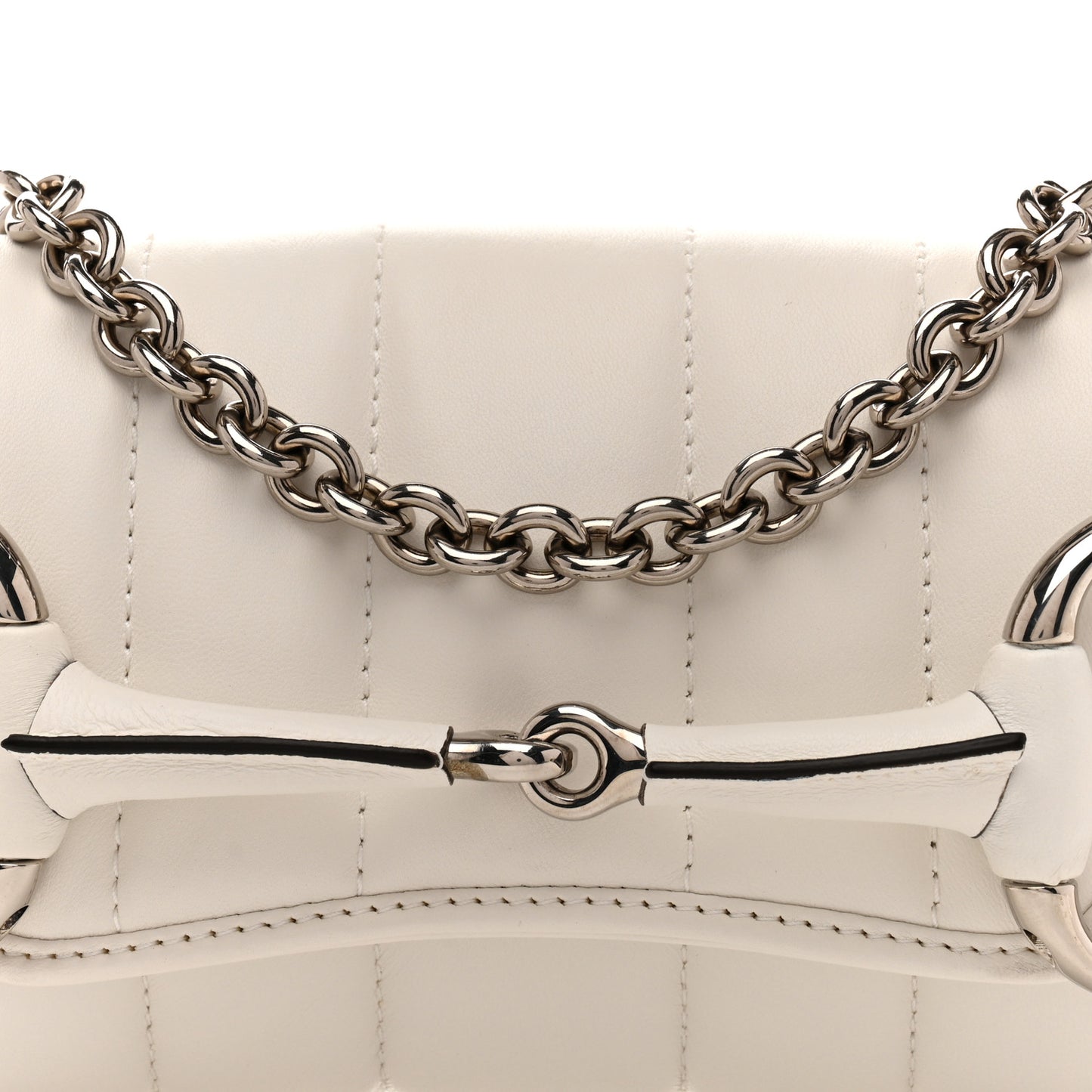 Nappa Vertical Matelasse Small Maxi Horsebit Chain Shoulder Bag Great White
