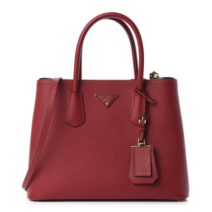 Prada Saffiano Cuir Medium Double Bag Fuoco Black 1 of 11