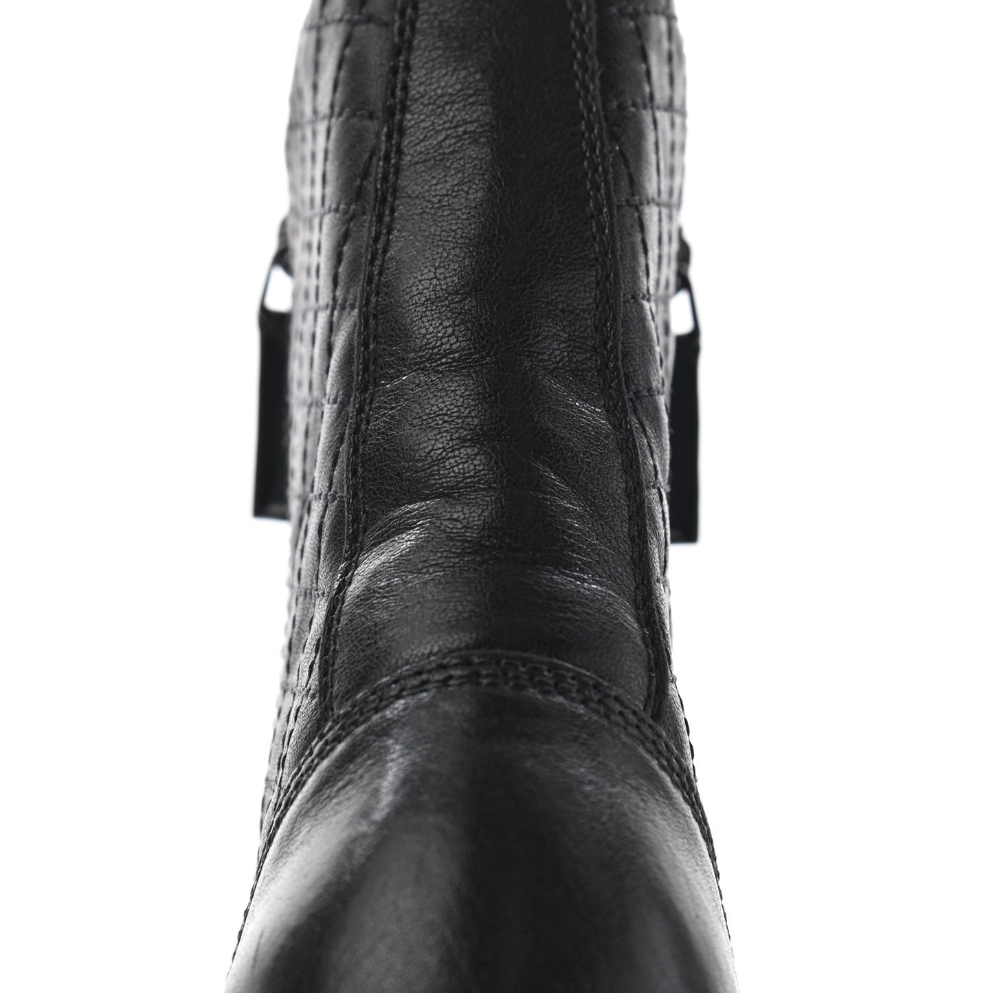 Sheepskin Quilted CC Tall Lace Up Combat Boots 37 Black
