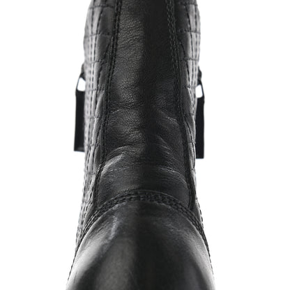 Chanel Sheepskin Quilted CC Tall Lace Up Combat Boots 37 Black 13 of 13