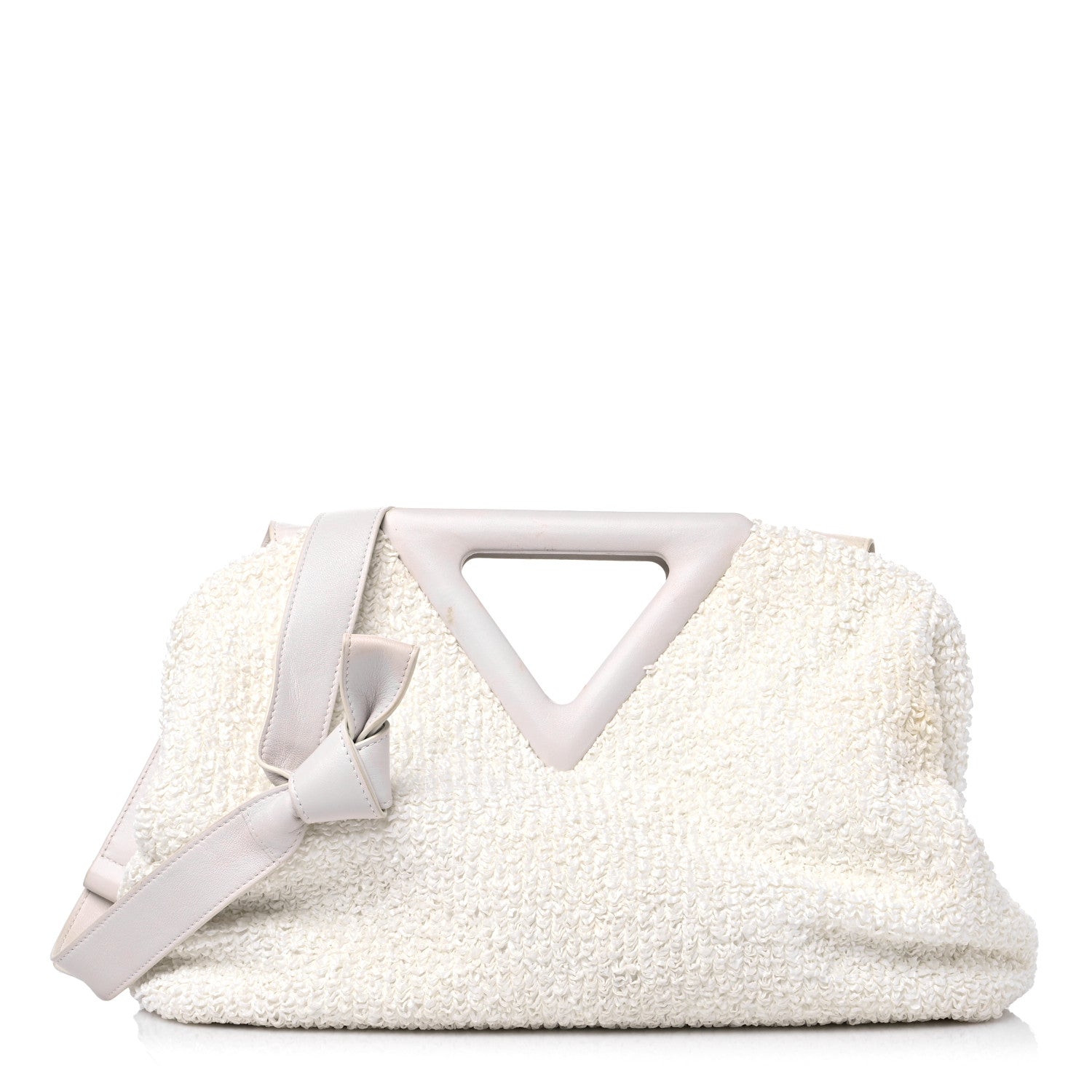 Bottega Veneta Boucle Curly Raffia The Point Triangle Bag Chalk 1 of 15