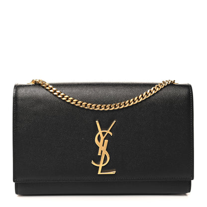 Saint Laurent Grain De Poudre Medium Classic Monogram Kate Satchel Black 1 of 12