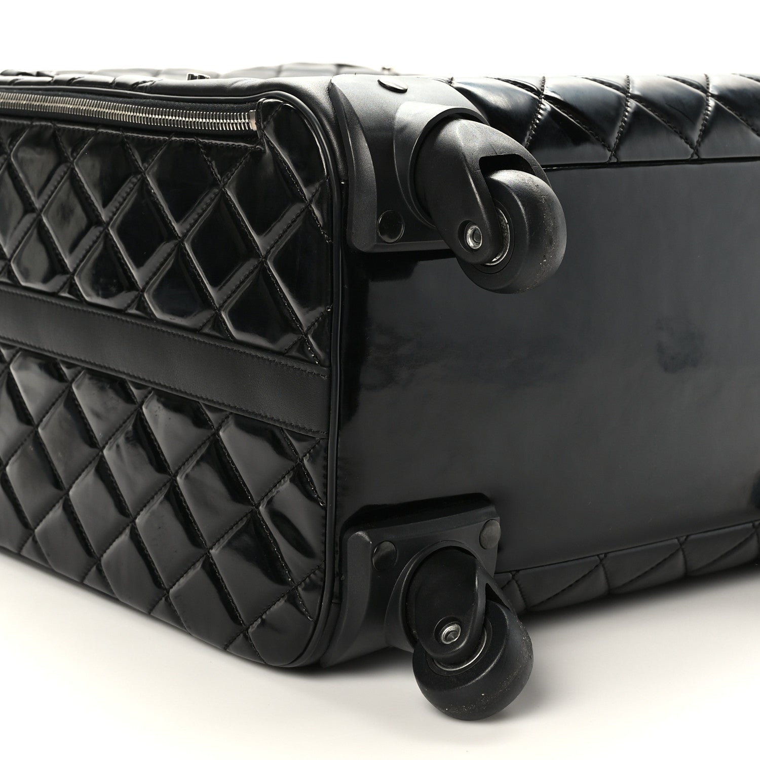 Chanel Vinyl Calfskin Quilted Trolley Rolling Luggage Black 7 of 8