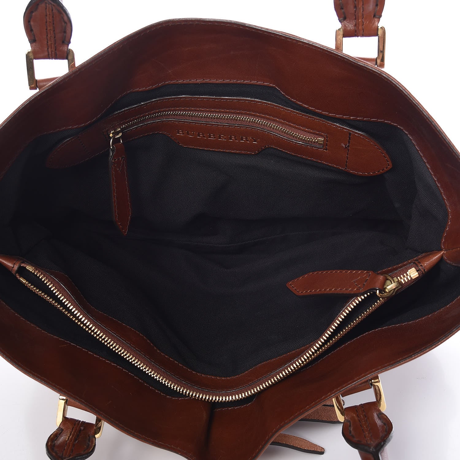 Burberry House Check Bridle Calfskin Medium Lynher Tote Dark Tan 5 of 18