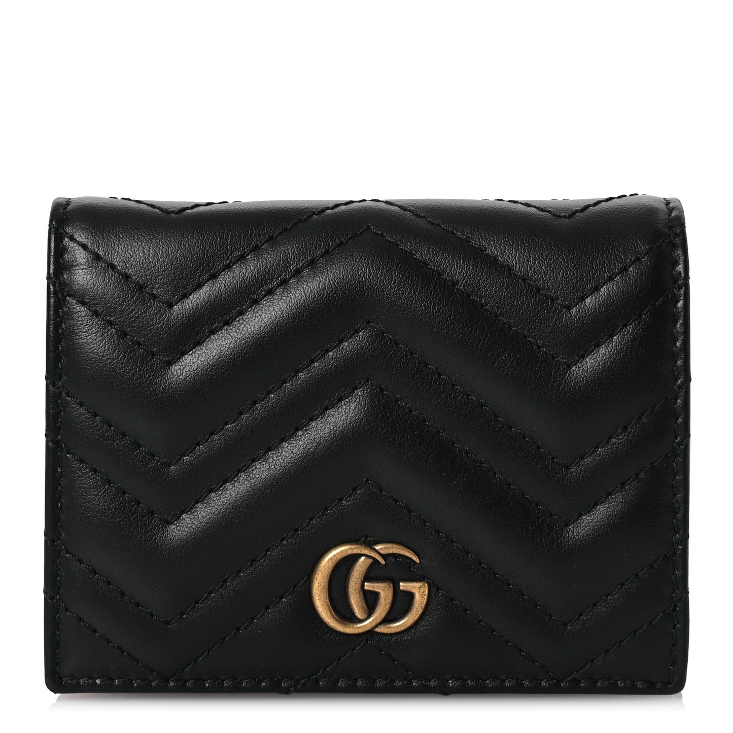 Calfskin Matelasse GG Marmont Card Case Wallet Black