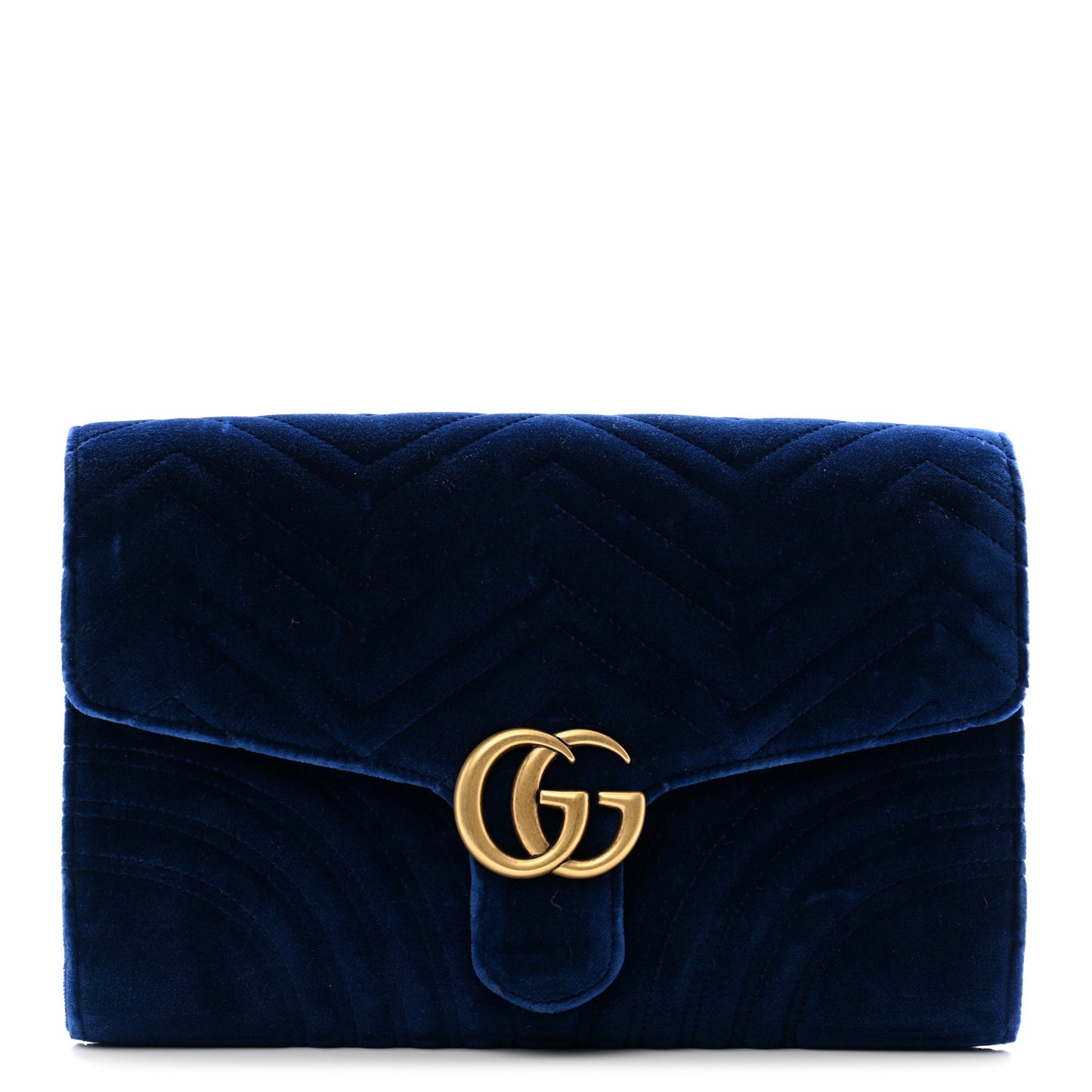 Velvet Matelasse GG Marmont Clutch Cobalt Blue